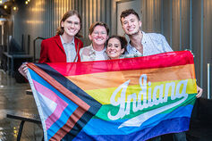 Students march in a Pride Parade in Indianapolis
